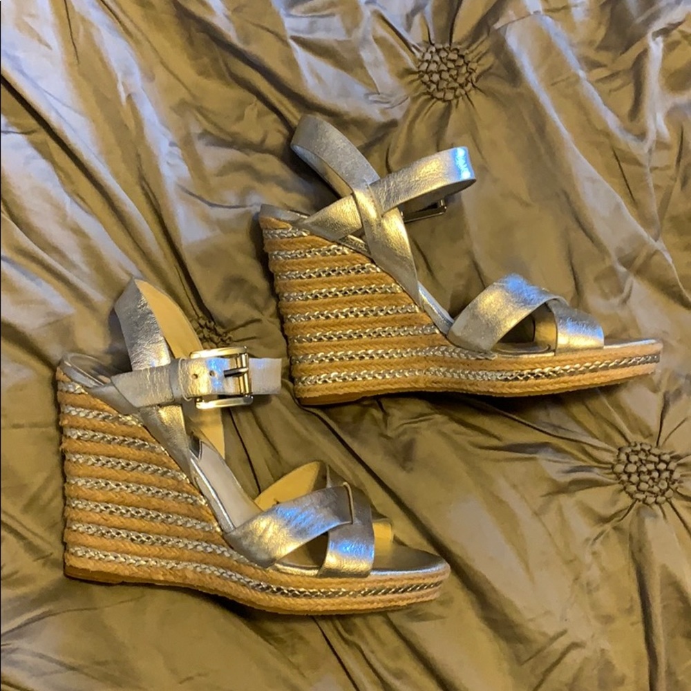 Michael Kors silver wedge leather
